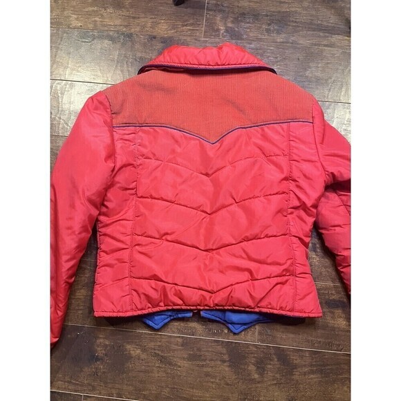 Levis Vintage Red Croped Puffer Ski Jacket Made In USA Size 12 - Picture 14 of 16
